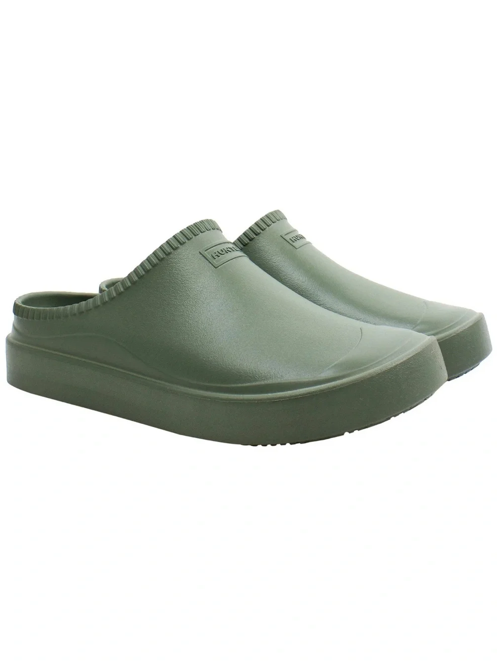 Hunter in/out bloom algae foam clog Slip-On in Olive/lichen Green. Unisex
